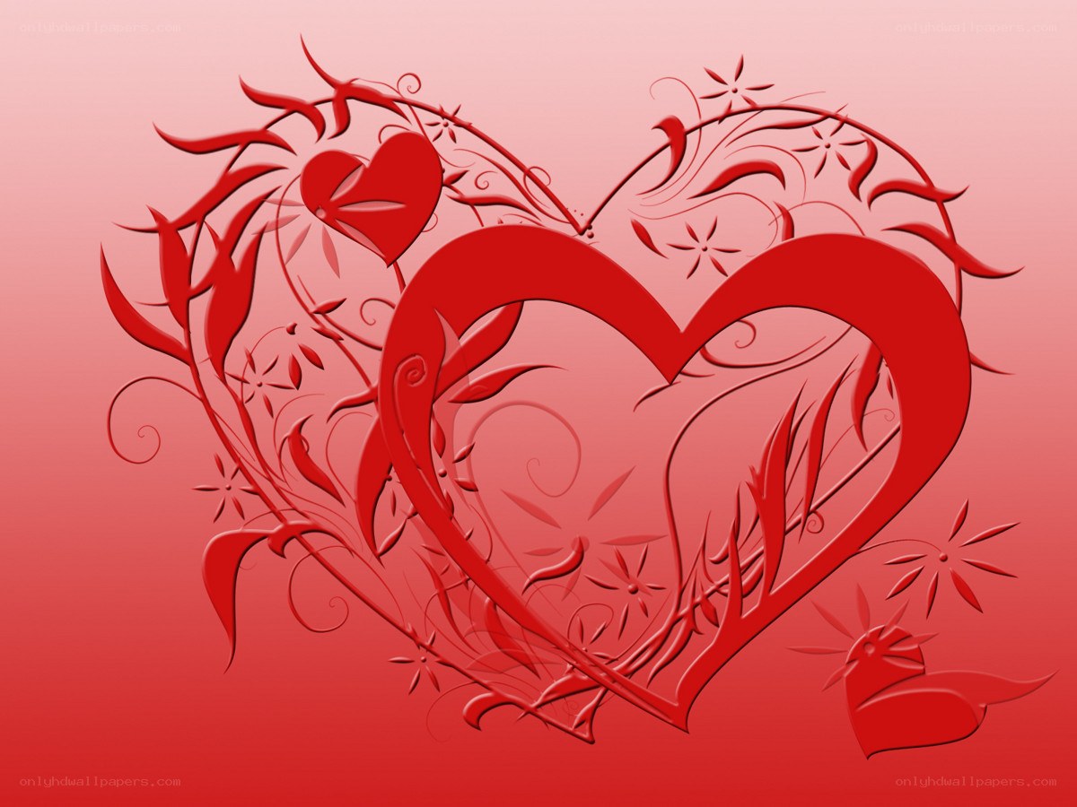 red heart with floral design