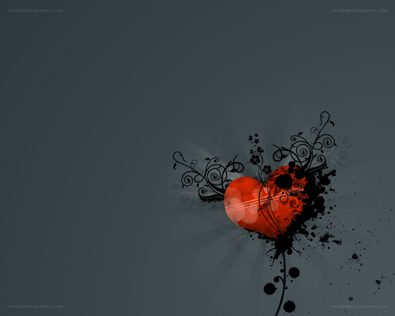 red heart with floral design