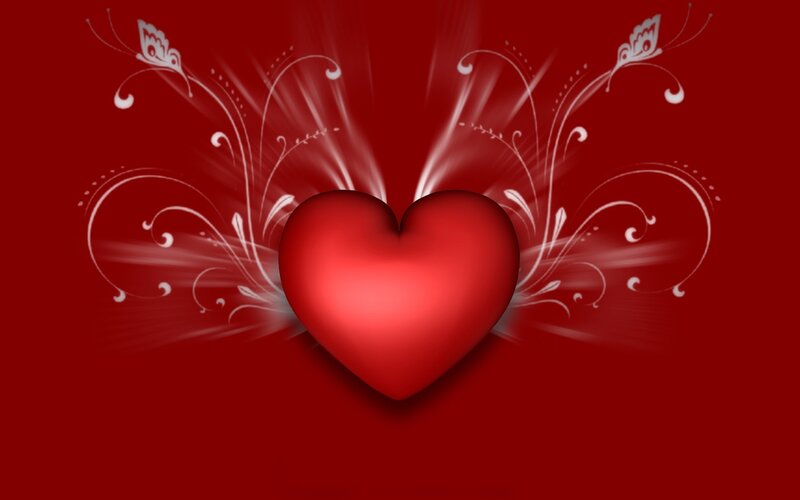 red heart with floral design