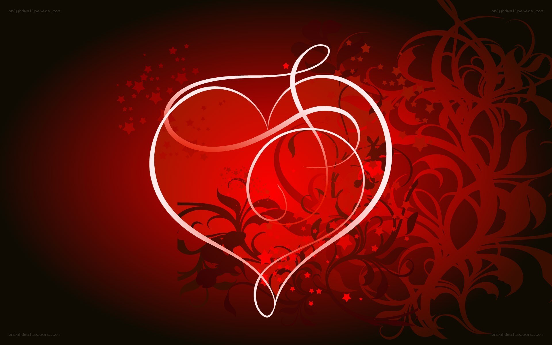 red heart with floral design