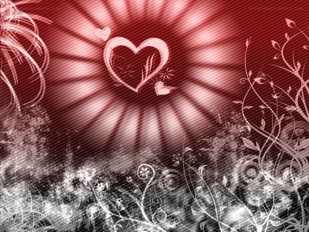 red heart with floral design