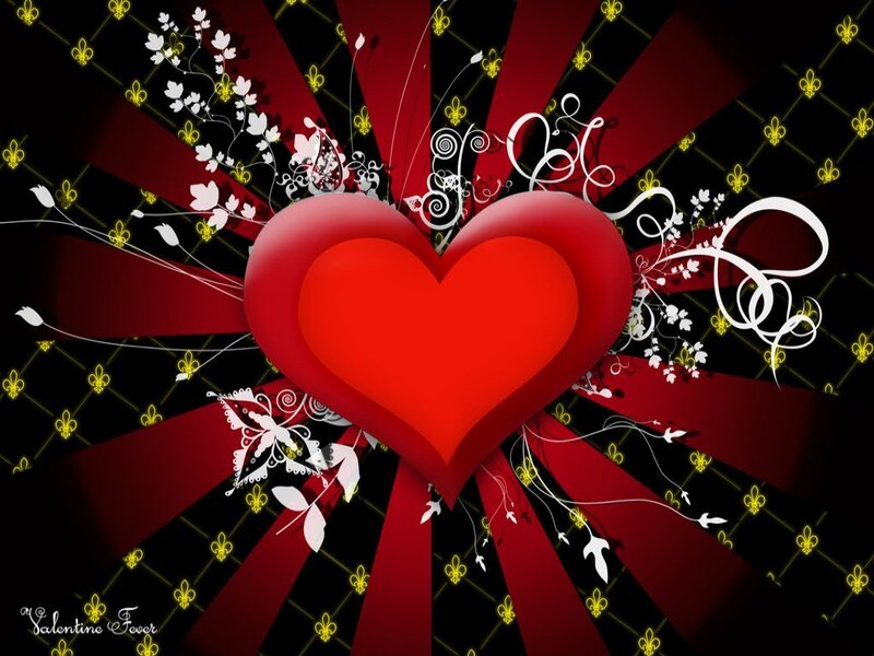 Red Heart with Floral Design — Dramatic, Digital Art