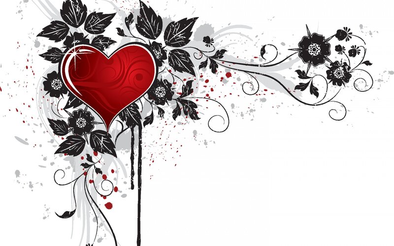 Red Heart with Floral Design — Dramatic