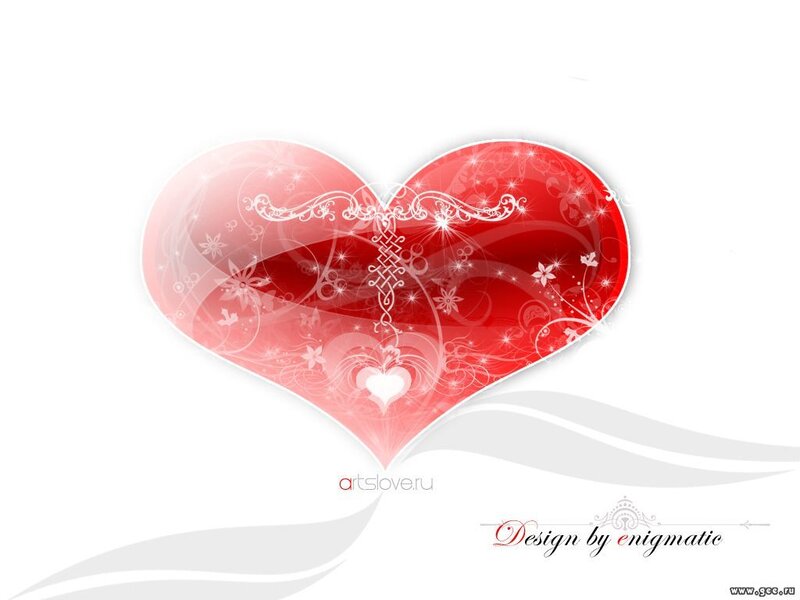 Red Heart with Floral Design — Romantic, Digital Art, Floral Patterns