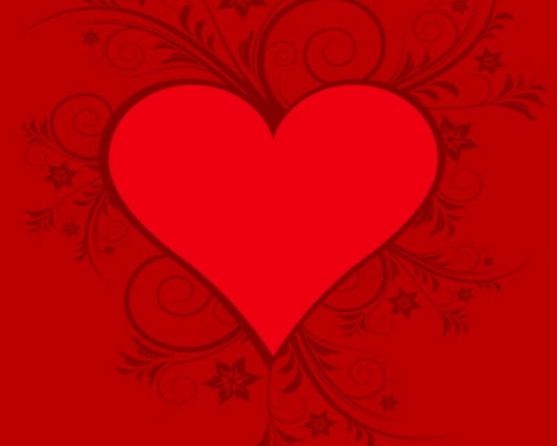 Red Heart with Floral Pattern