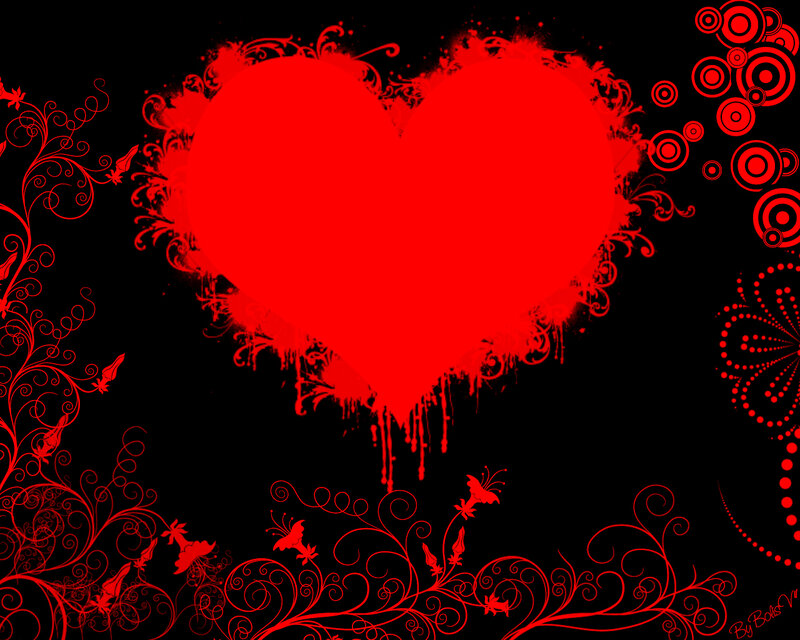 Red Heart with Floral Patterns — Dramatic