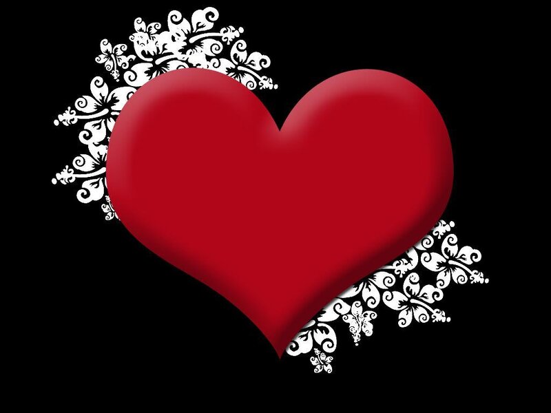 Red Heart with Floral Patterns — Romantic