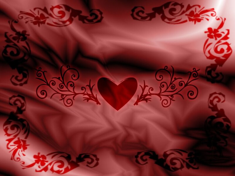 Red Heart with Floral Patterns