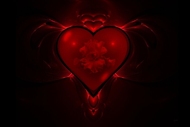 Red heart with flower