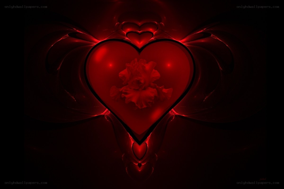 Red heart with flower