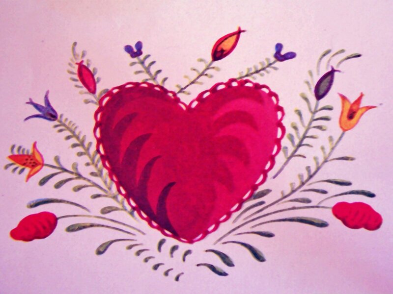 Red Heart with Flowers — Calm, Illustration