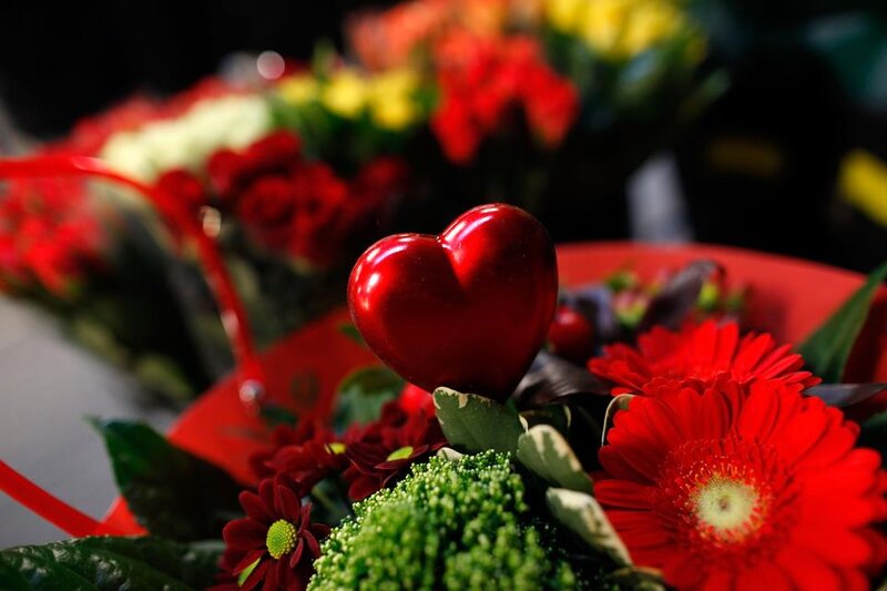 Red Heart with Flowers
