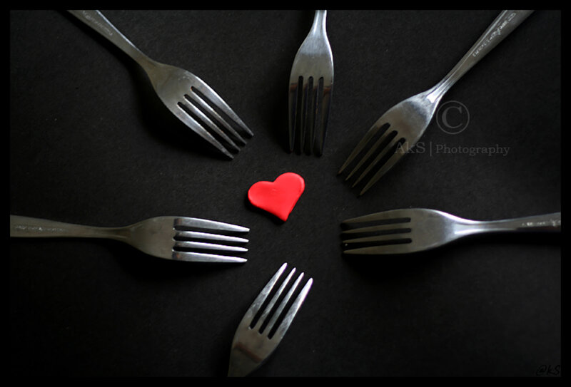 Red Heart with Forks