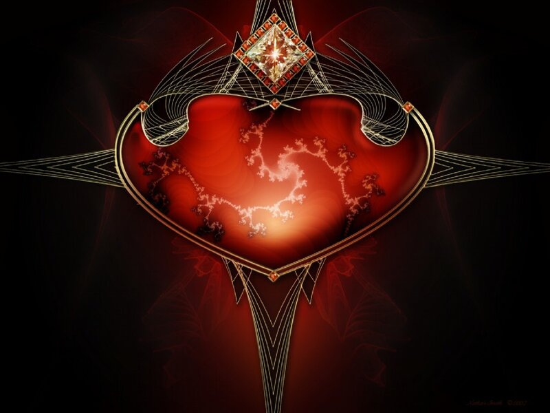 Red Heart with Fractal Pattern