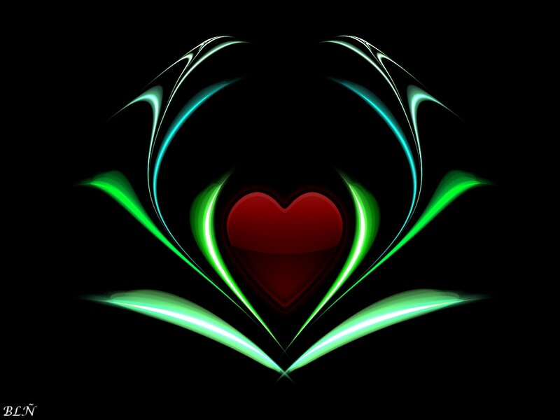 Red Heart with Glowing Lines — Black