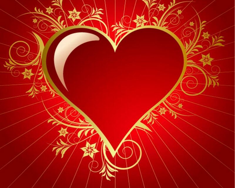 Red Heart with Gold Border