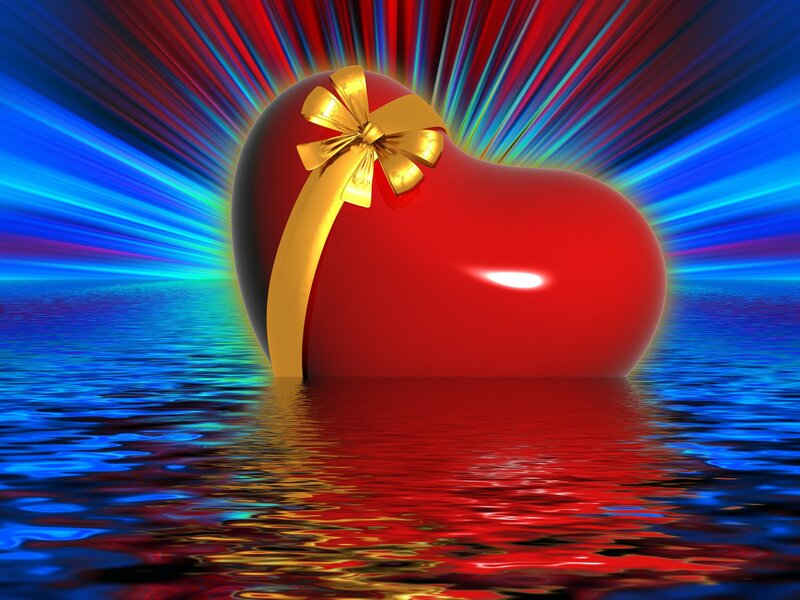 Red Heart with Gold Bow