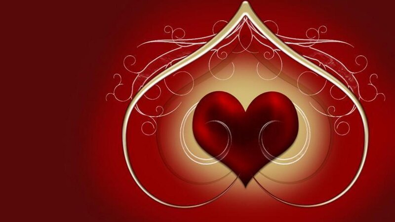 Red Heart with Gold Frame — Romantic