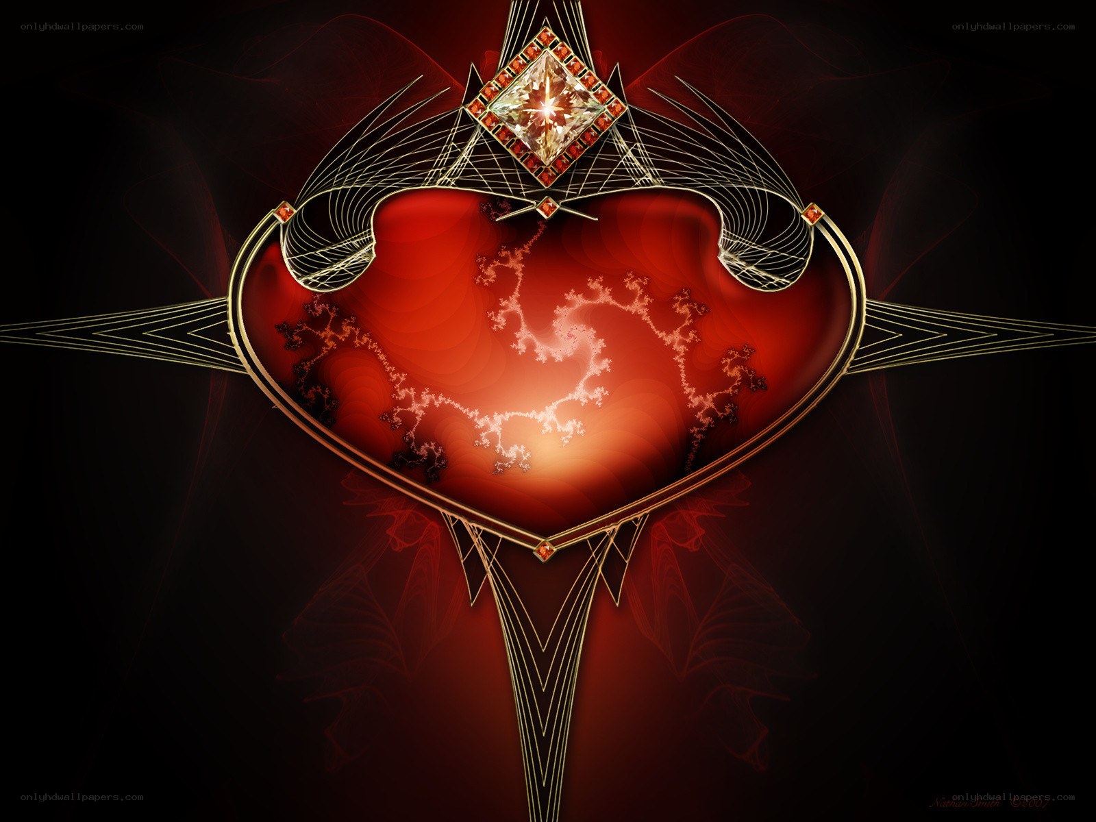 Red heart with golden crown