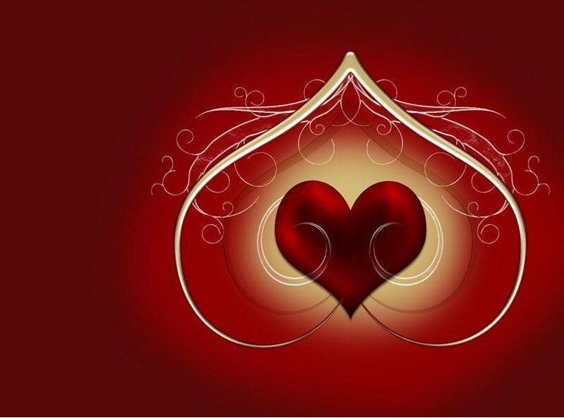 red heart with golden frame