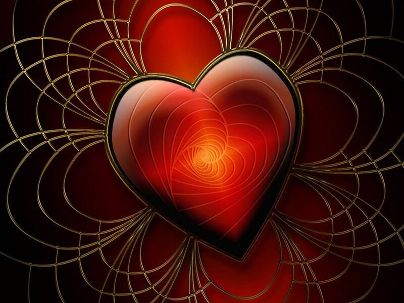 Red Heart with Golden Lines — Dramatic