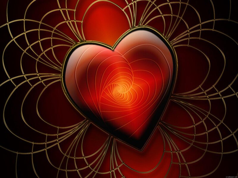 Red Heart with Golden Lines