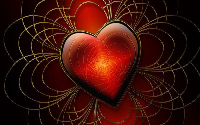 Red heart with golden spiral