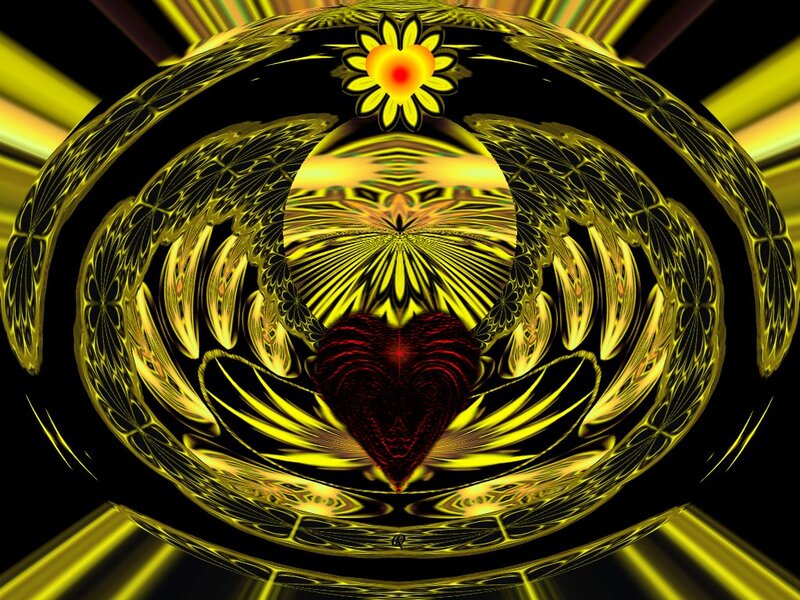 Red Heart with Golden Wings
