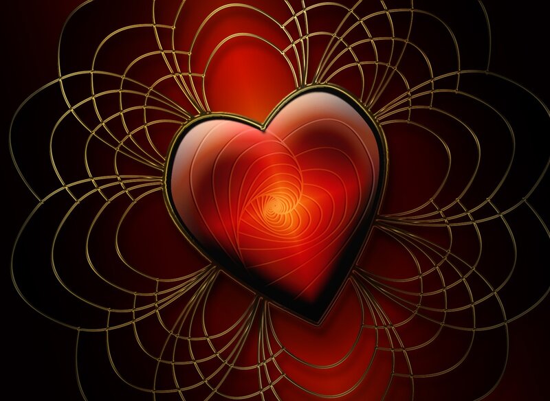 Red Heart with Golden Wires