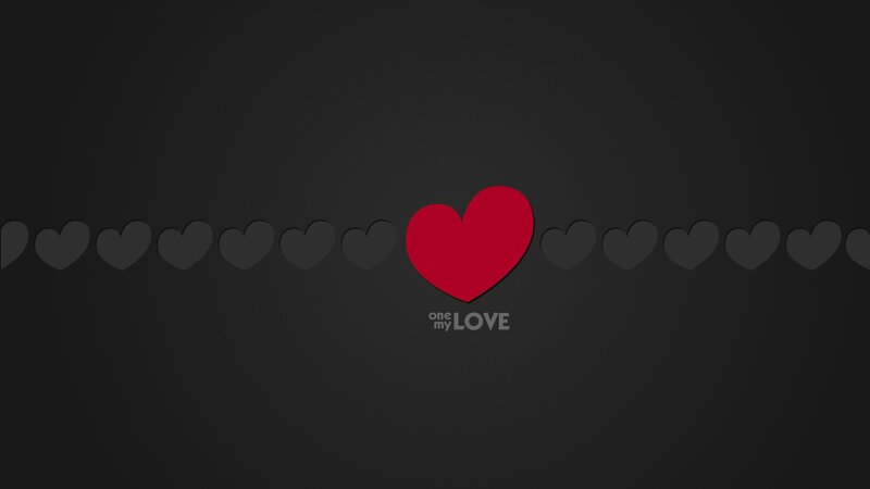 Red Heart with Gray Hearts — Black, Calm