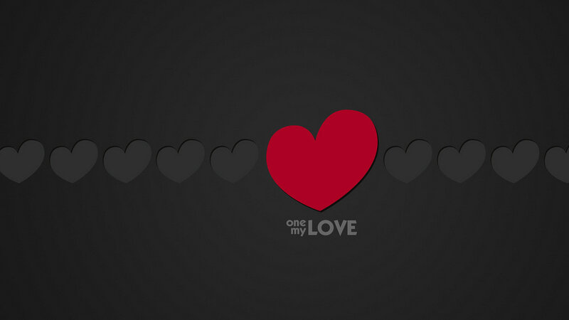 Red Heart with Gray Hearts — Black