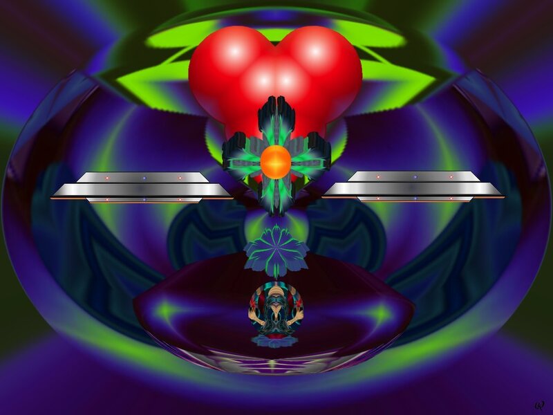 Red Heart with Green Flower