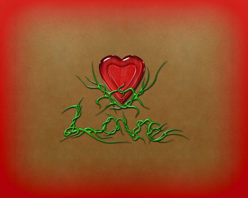 Red Heart with Green Vines
