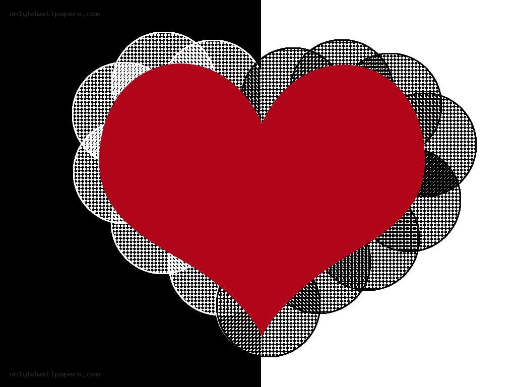 red heart with halftone circles