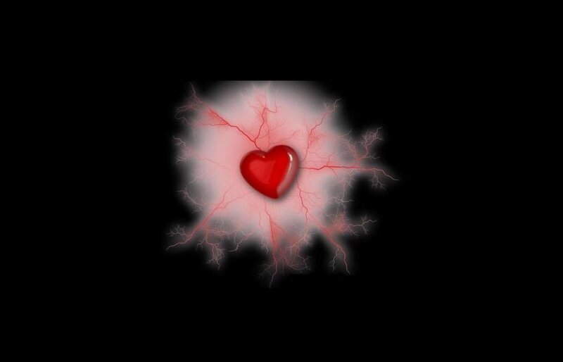 red heart with lightning effect