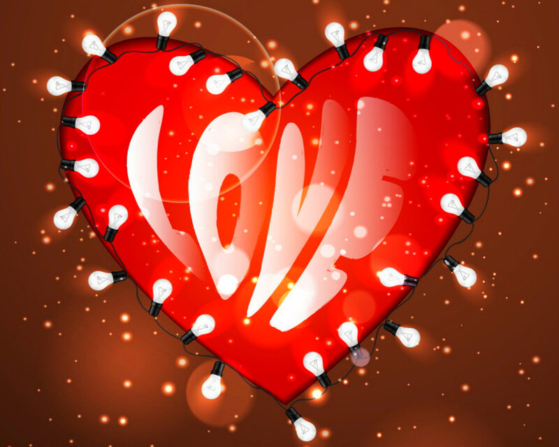 Red Heart with Lights