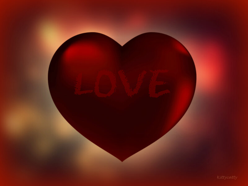 Red Heart with Love Text — Romantic, Digital Art