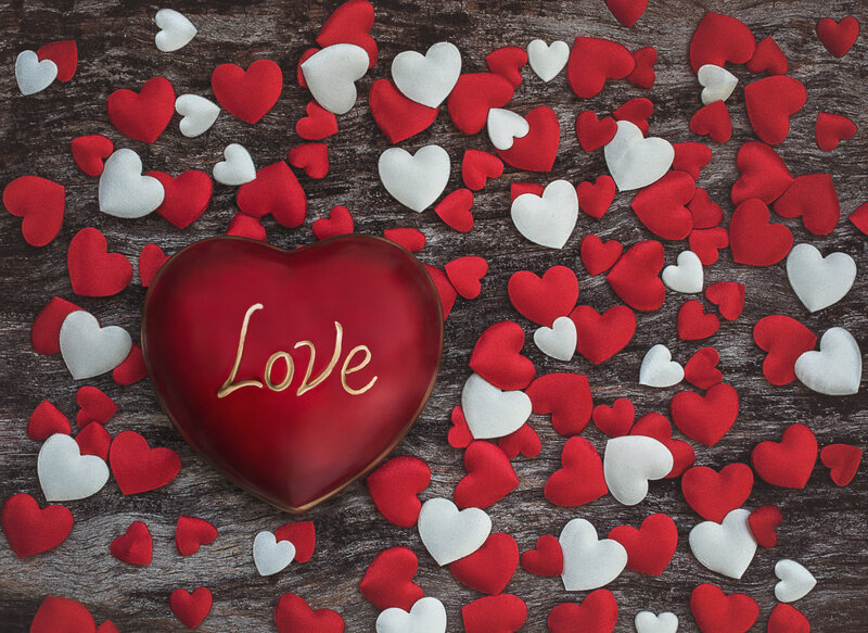 Red Heart with Love Text — Romantic, Photograph, Hearts