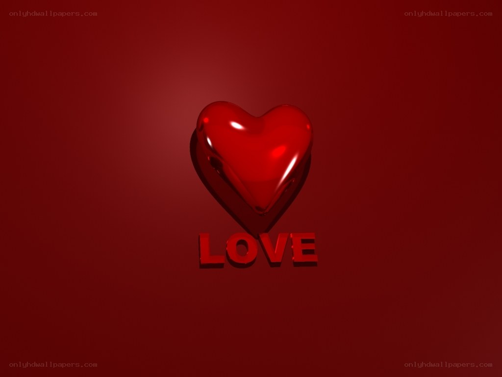 red heart with love text
