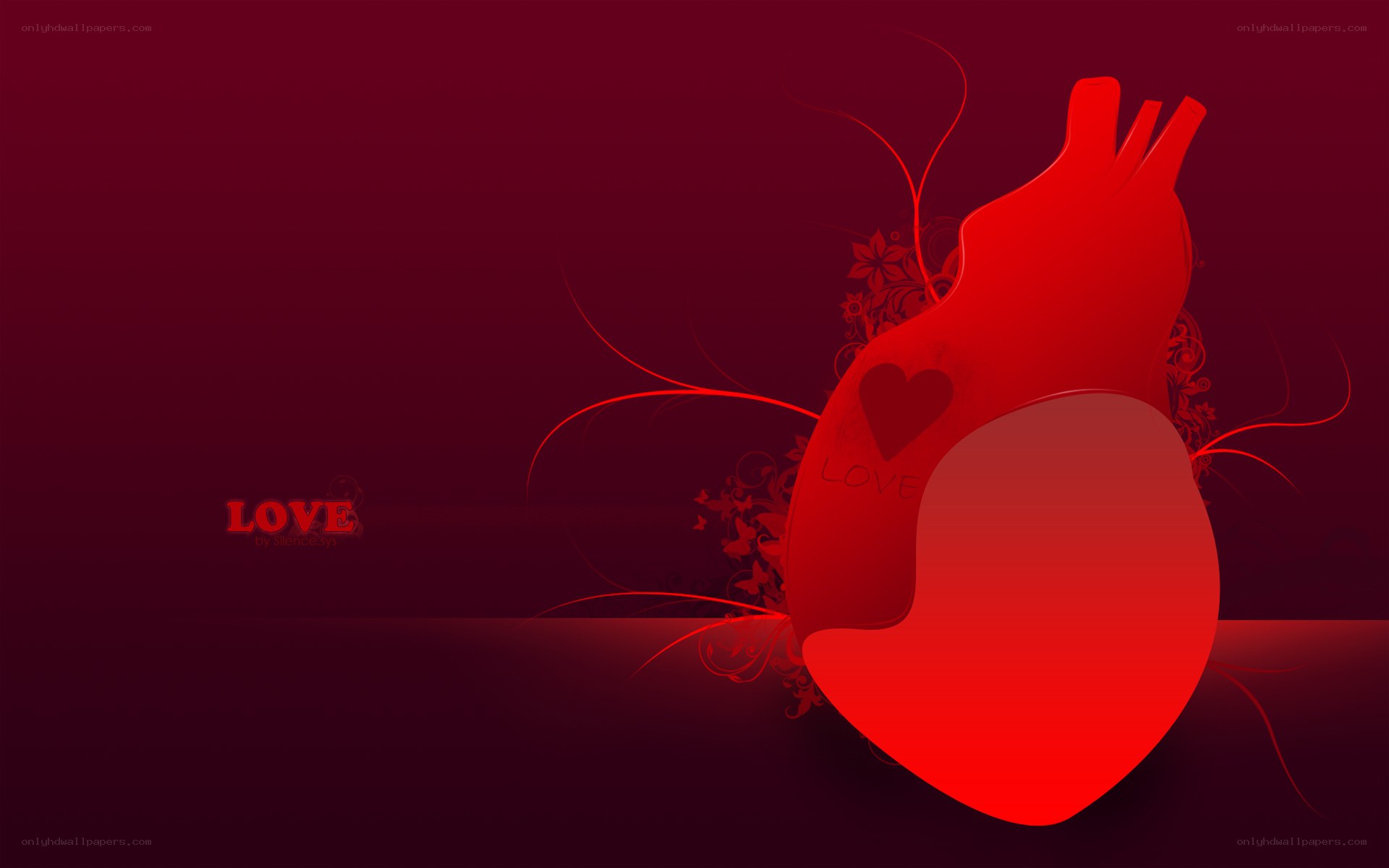 Red heart with love theme