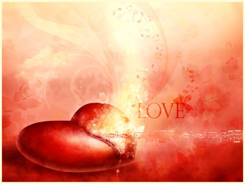 Red heart with music notes