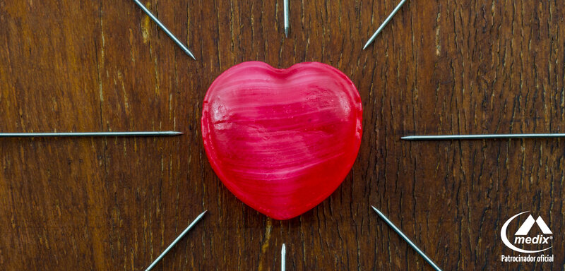Red Heart with Nails