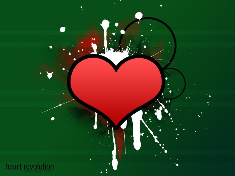 red heart with paint splatter