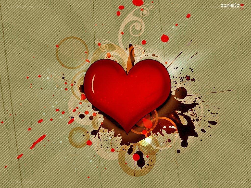 red heart with paint splatters