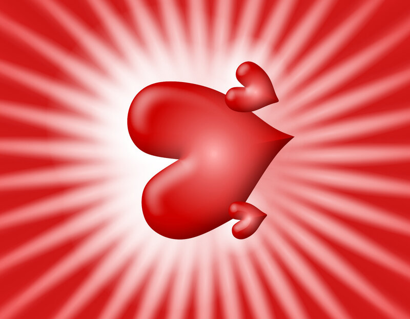 red heart with radiant background