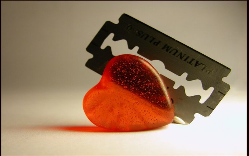 Red Heart with Razor Blade
