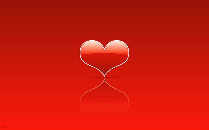 red heart with reflection