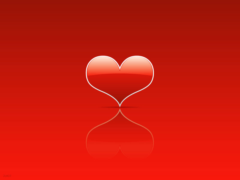 Red heart with reflection