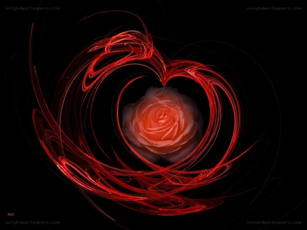 Red heart with rose center