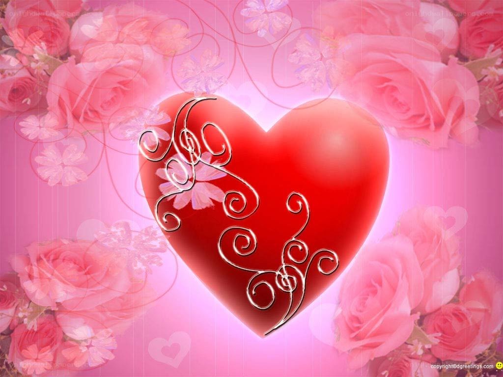 Red heart with roses